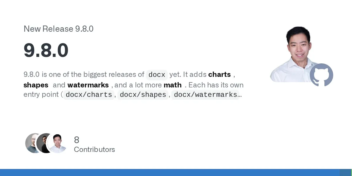 DOCX 9.8: генерация Word .docx файлов из JavaScript