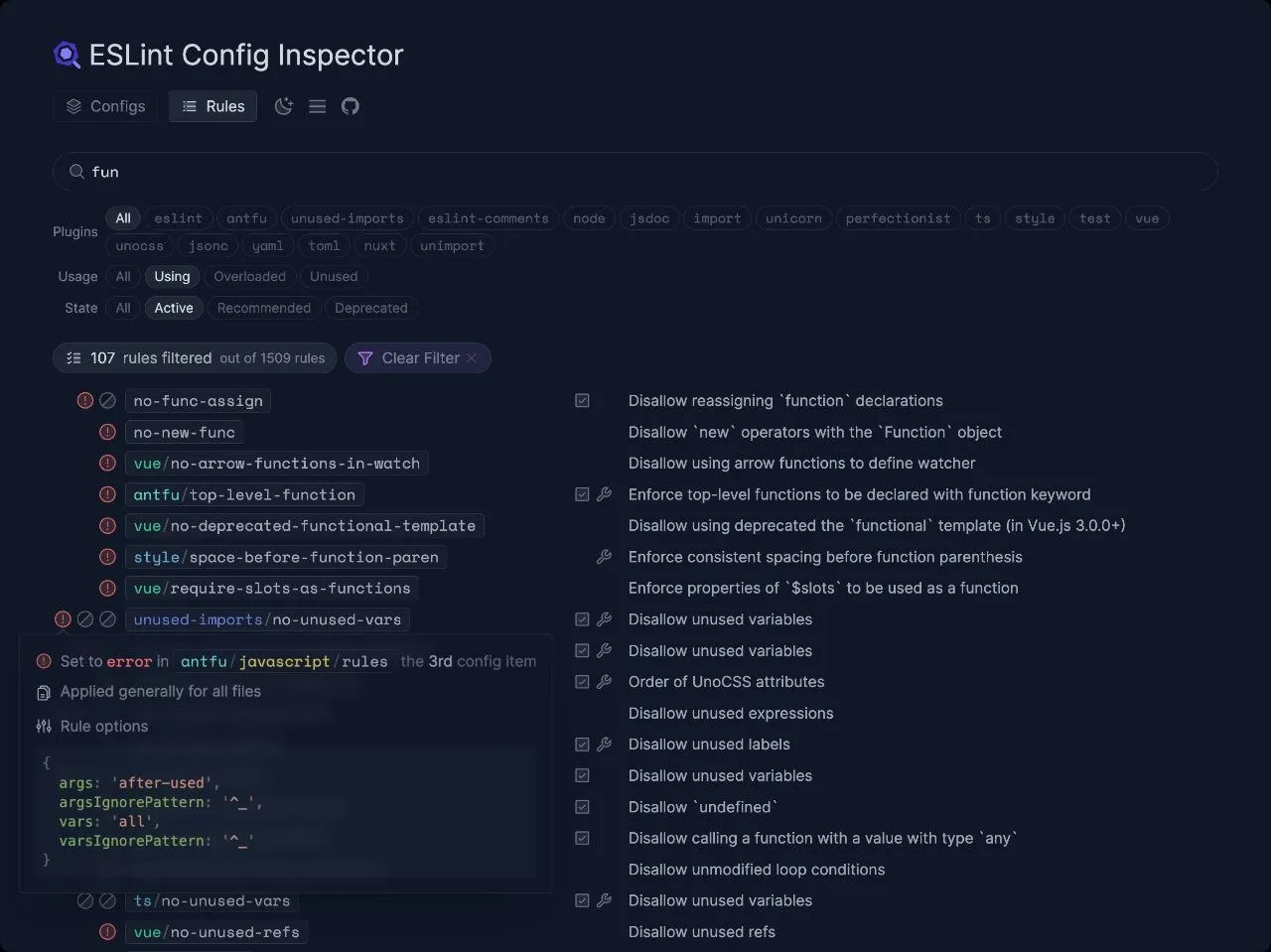 ESLint Config Inspector показывает медленные правила